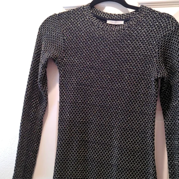 Zara Long black dress with metallic gold thread Size S - Picture 3 of 5